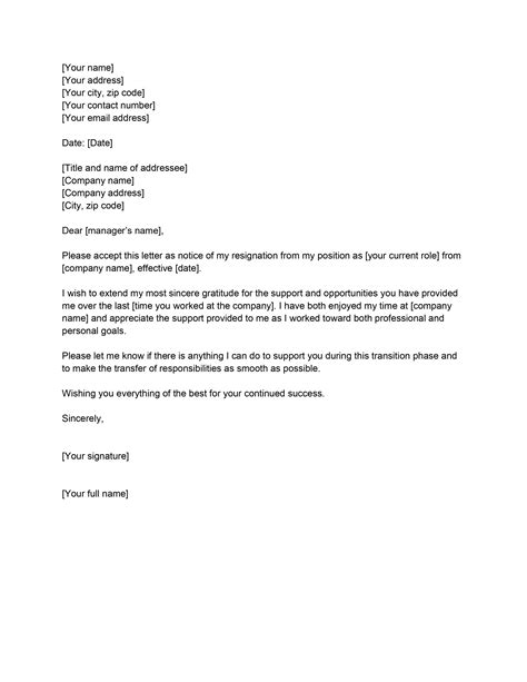 Formal Resignation Letter Templates