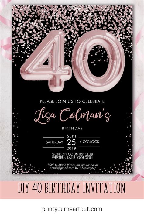 Free 40th Birthday Invitations Templates