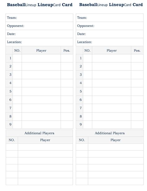 Free Baseball Lineup Template