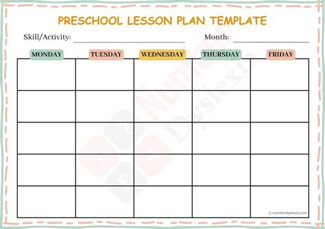 Free Blank Preschool Lesson Plan Template