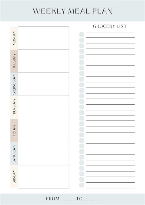 Free Blank Printable Menu Planner With Shopping List