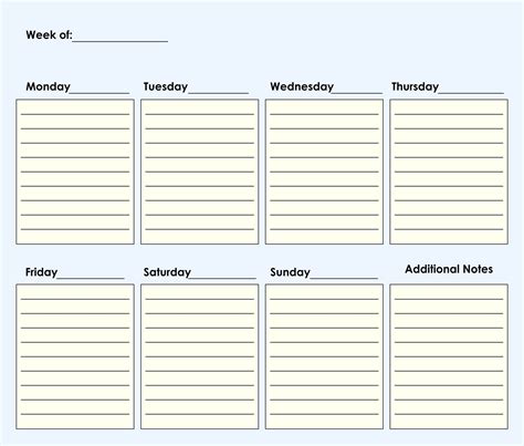 Free Blank Weekly Calendar Printable