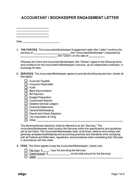 Free Bookkeeping Engagement Letter Template