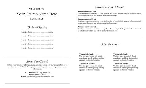 Free Church Bulletin Templates For Word