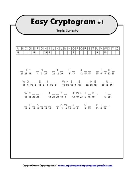 Free Cryptograms Printable Beginner