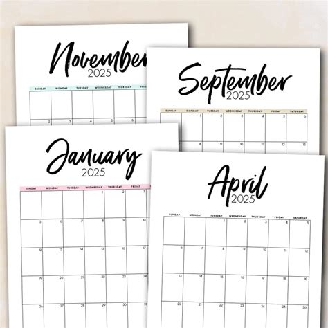 Free Decorative Printable Monthly Calendars