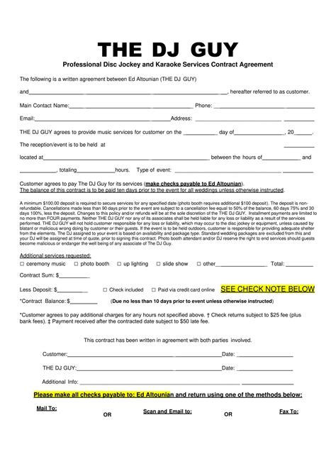 Free Dj Contract Agreement Template