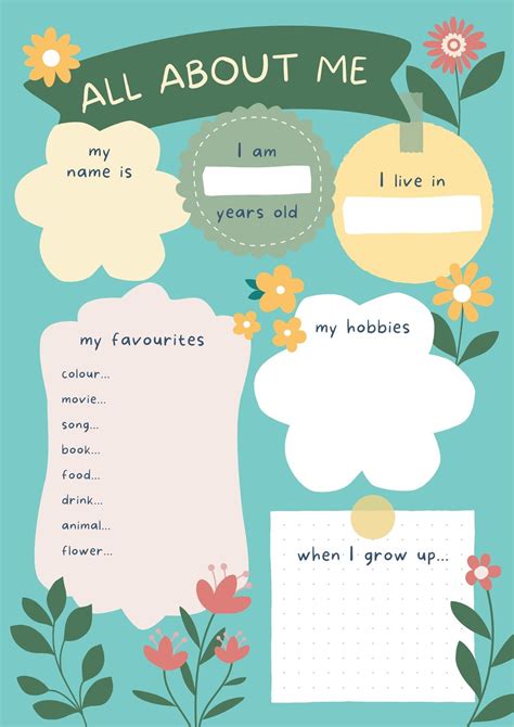 Free Editable All About Me Template