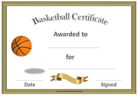Free Editable Basketball Certificate Templates