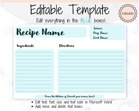 Free Editable Recipe Card Template