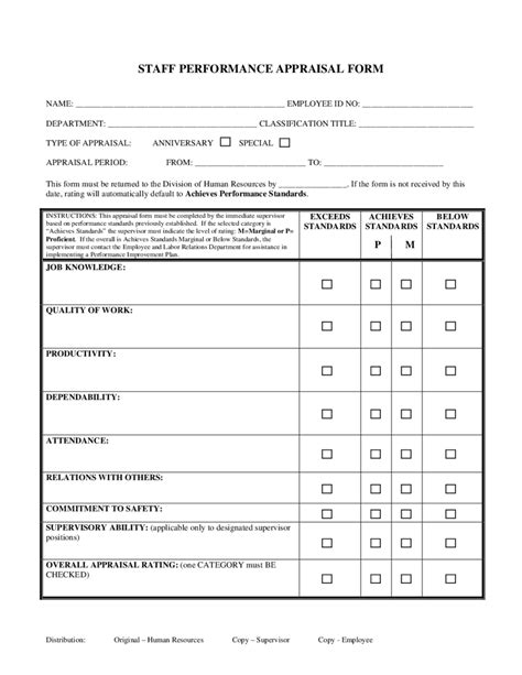 Free Employee Evaluation Forms Printable