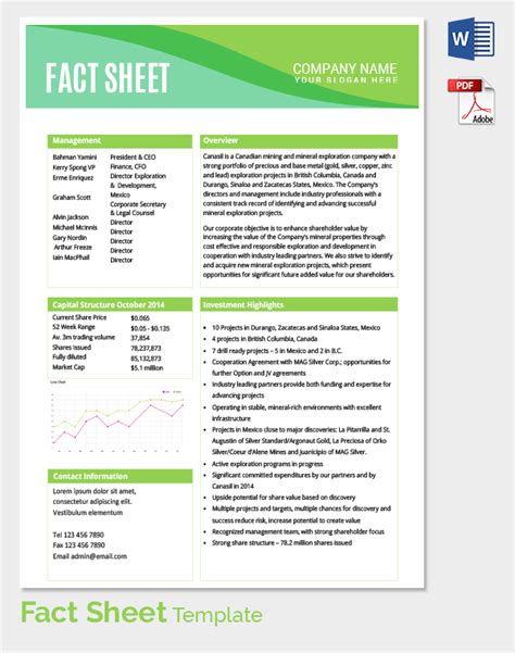 Free Fact Sheet Template Word