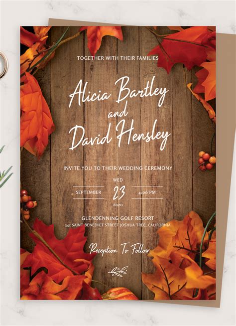Free Fall Wedding Invitation Templates
