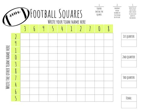 Free Football Squares Template