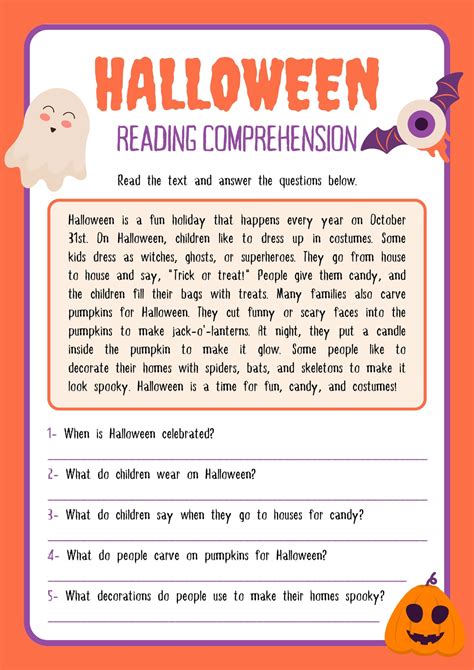 Free Halloween Reading Comprehension Printables