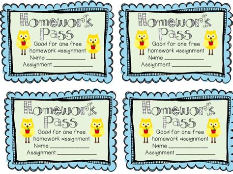 Free Homework Pass Template