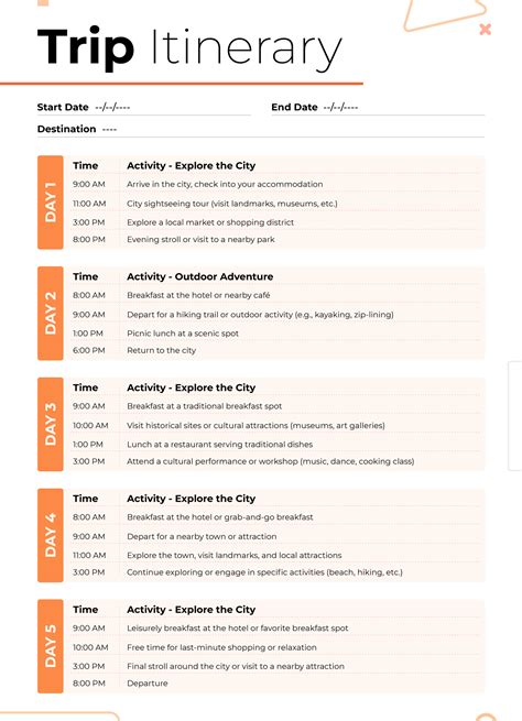 Free Itinerary Templates