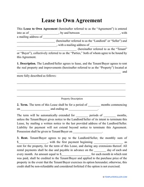 Free Lease To Own Contract Template