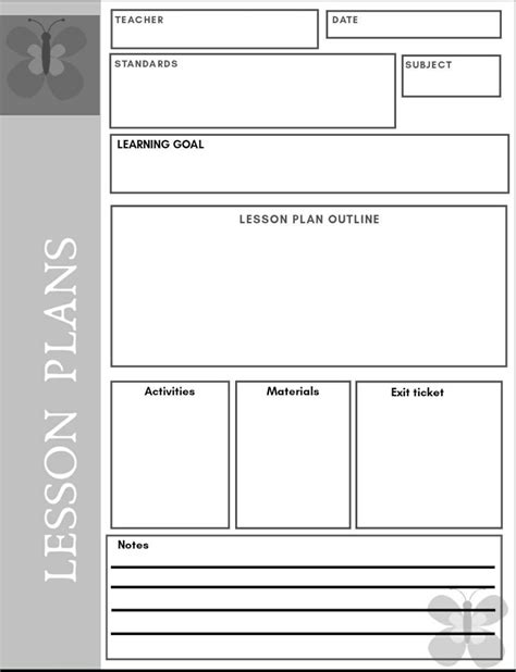 Free Lesson Plan Template Editable