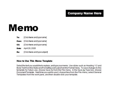Free Memo Template Word