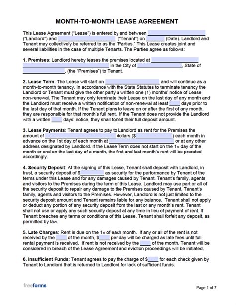 Free Month To Month Lease Template