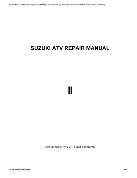 Free Online Suzuki Atv Repair Manuals