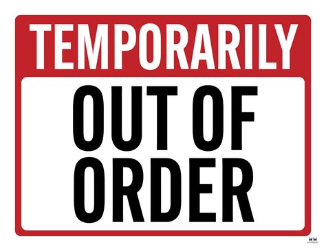 Free Out Of Order Sign Printable