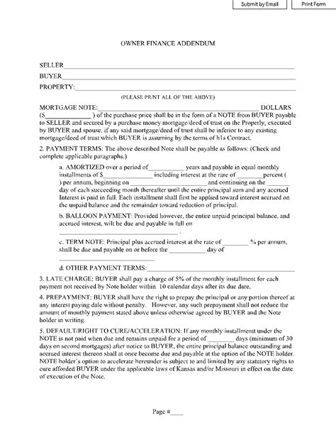 Free Owner Finance Contract Template