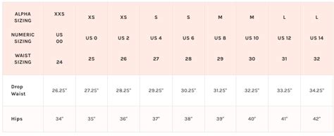 Free People Movement Size Chart