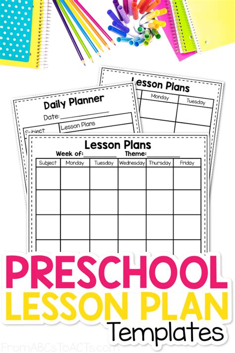 Free Preschool Lesson Plan Template