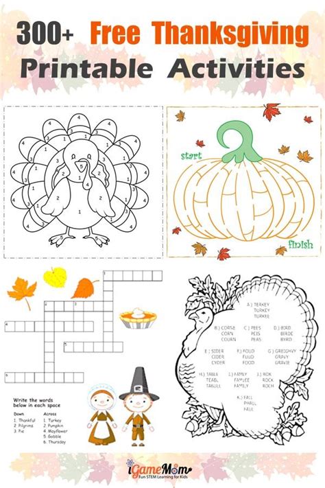 Free Printable Activities For Thanksgiving