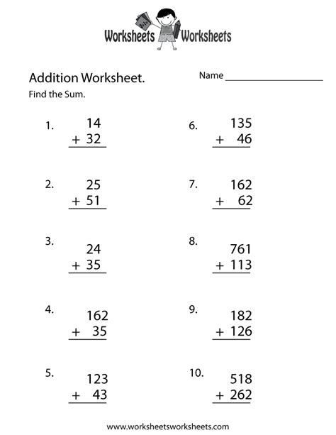 Free Printable Addition Math Sheets