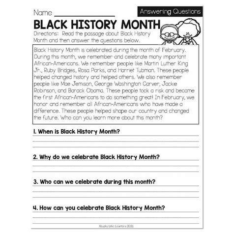 Free Printable Black History Worksheets For First Grade