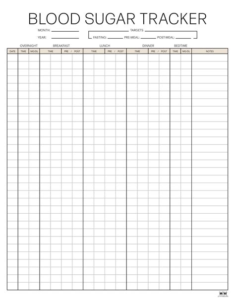 Free Printable Blood Sugar Tracker
