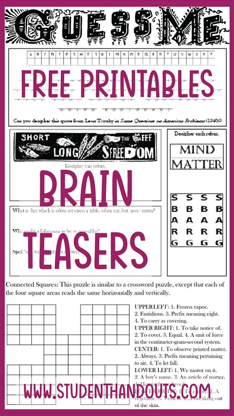 Free Printable Brain Puzzles