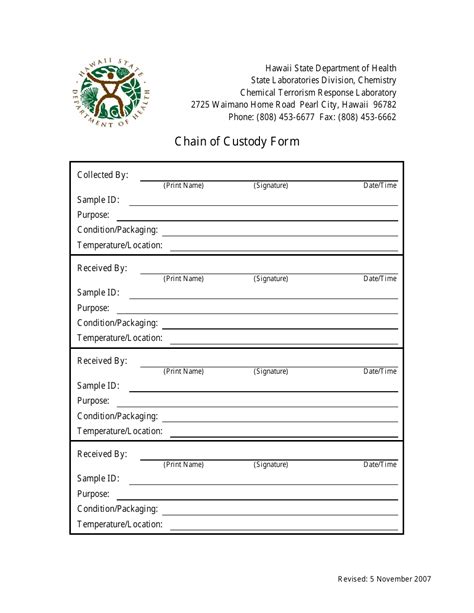 Free Printable Chain Of Custody Form For Contaminated Soil