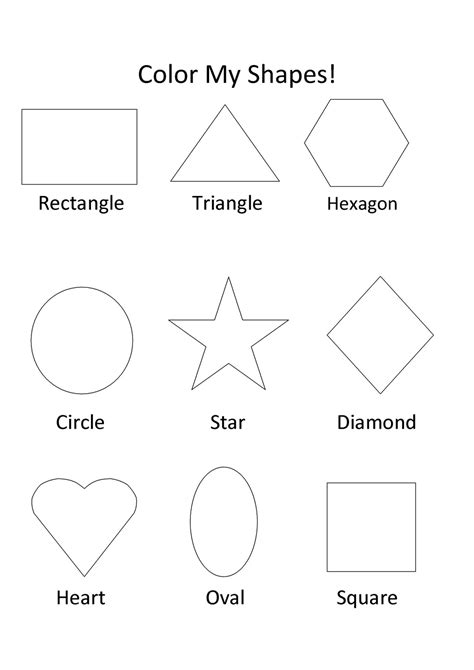 Free Printable Coloring Shapes Worksheets For Kindergarten