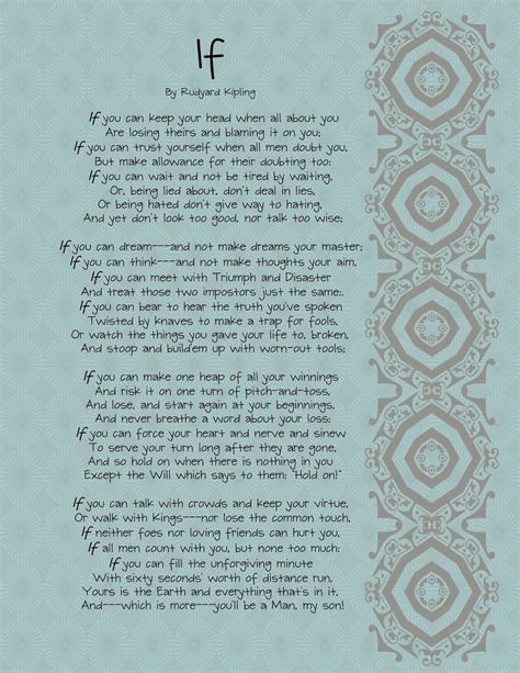 Free Printable Copy Of If By Rudyard Kipling