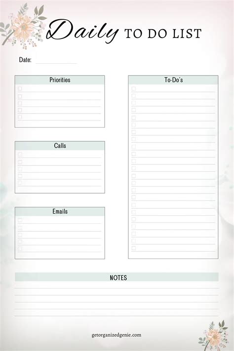Free Printable Daily To Do List For Work