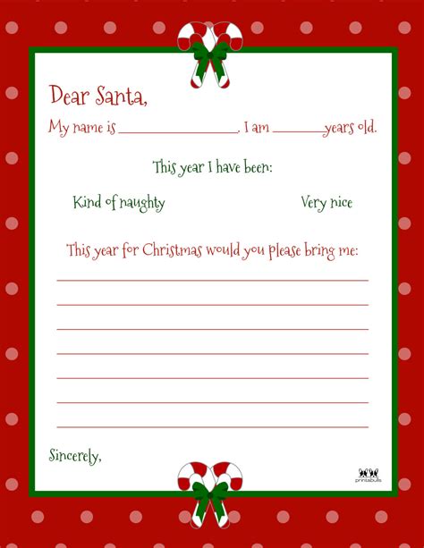 Free Printable Dear Santa Letter Templates