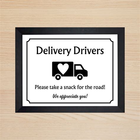 Free Printable Delivery Driver Snack Sign Template