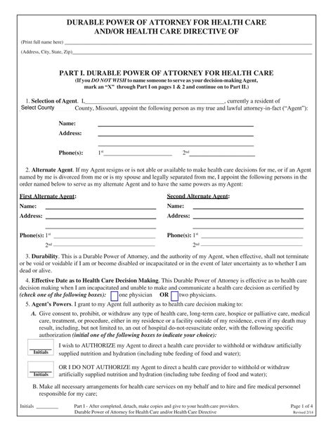 Free Printable Durable Power Of Attorney