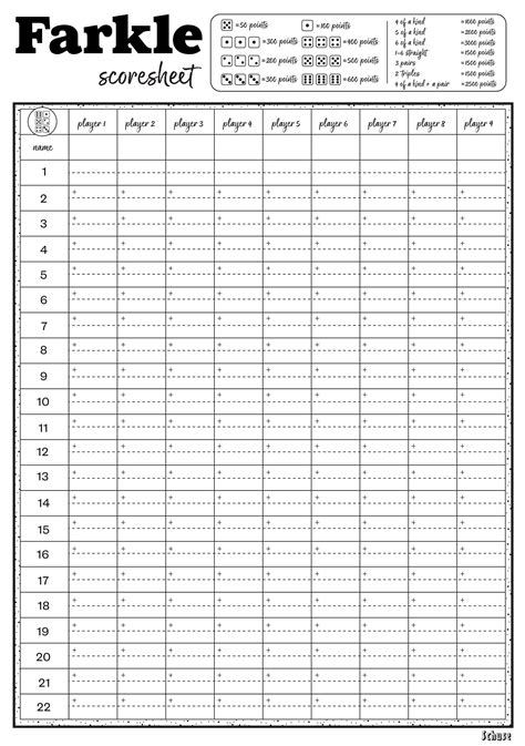 Free Printable Farkle Score Sheets