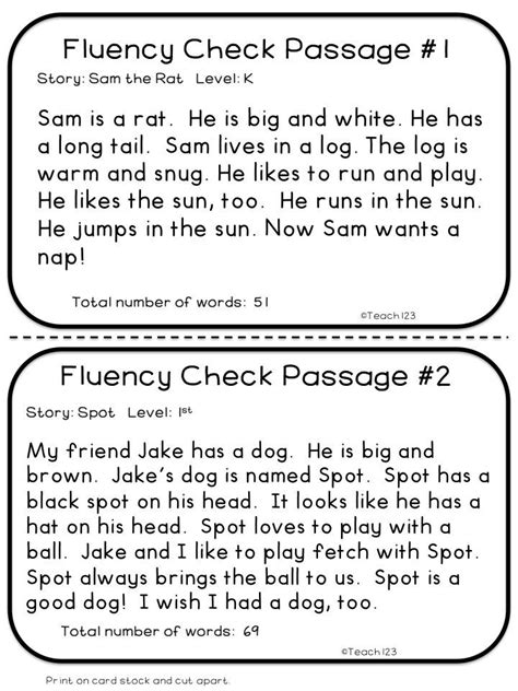 Free Printable Fluency Passages