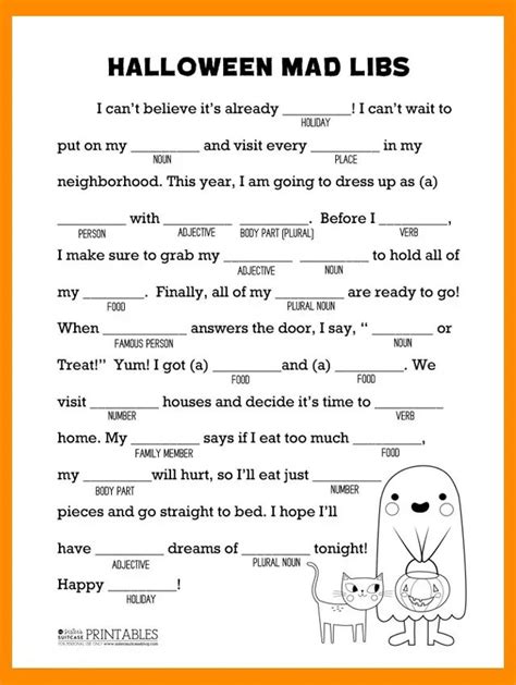 Free Printable Halloween Mad Libs