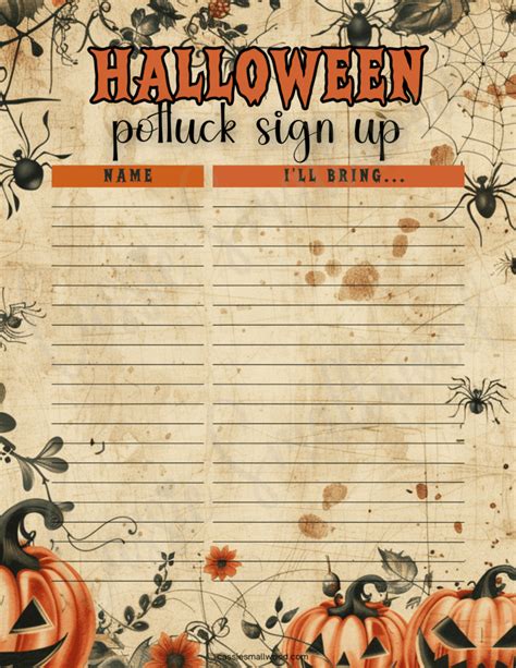 Free Printable Halloween Sign Up Sheet