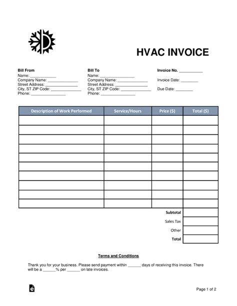 Free Printable Hvac Invoice Template