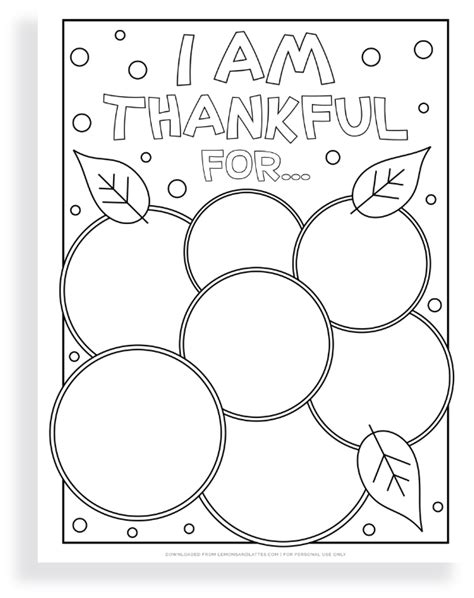Free Printable I Am Thankful For Coloring Pages