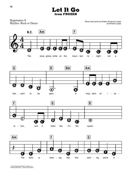 Free Printable Let It Go Sheet Music