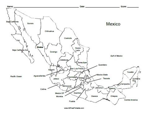 Free Printable Map Of Mexico
